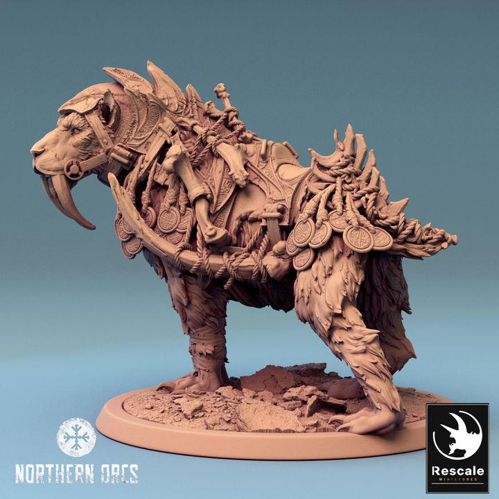Saber-Toothed Tiger Mount Beast | Large | Rescale Miniatures | D&D DnD Pathfinder Miniature
