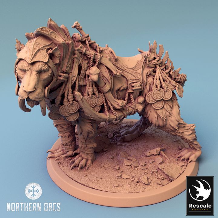 Saber-Toothed Tiger Mount Beast | Large | Rescale Miniatures | D&D DnD Pathfinder Miniature
