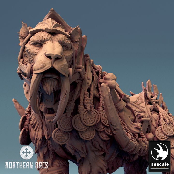 Saber-Toothed Tiger Mount Beast | Large | Rescale Miniatures | D&D DnD Pathfinder Miniature