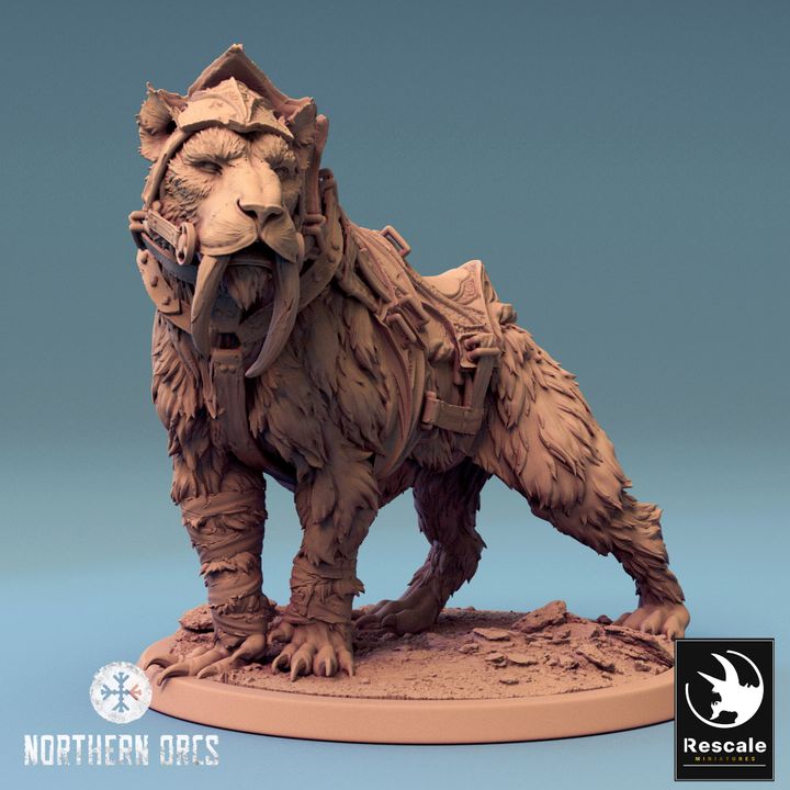 Saber-Toothed Tiger Mount Beast | Large | Rescale Miniatures | D&D DnD Pathfinder Miniature