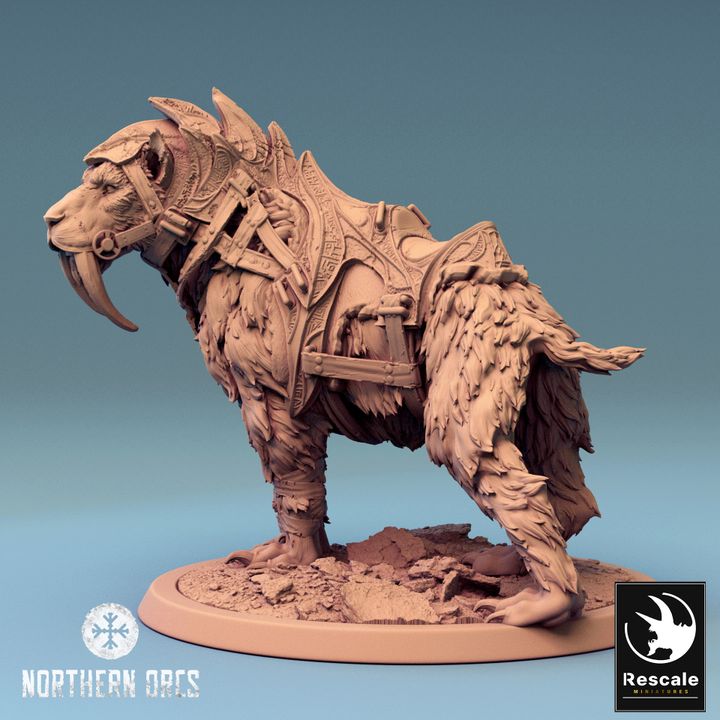 Saber-Toothed Tiger Mount Beast | Large | Rescale Miniatures | D&D DnD Pathfinder Miniature