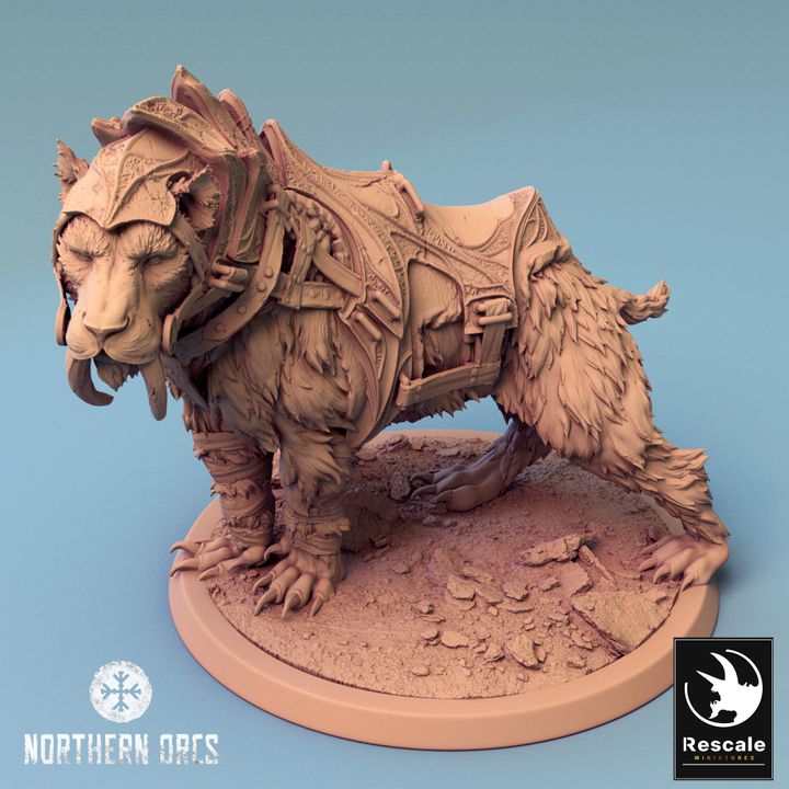 Saber-Toothed Tiger Mount Beast | Large | Rescale Miniatures | D&D DnD Pathfinder Miniature