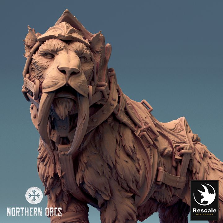 Saber-Toothed Tiger Mount Beast | Large | Rescale Miniatures | D&D DnD Pathfinder Miniature