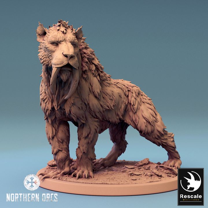 Saber-Toothed Tiger Mount Beast | Large | Rescale Miniatures | D&D DnD Pathfinder Miniature