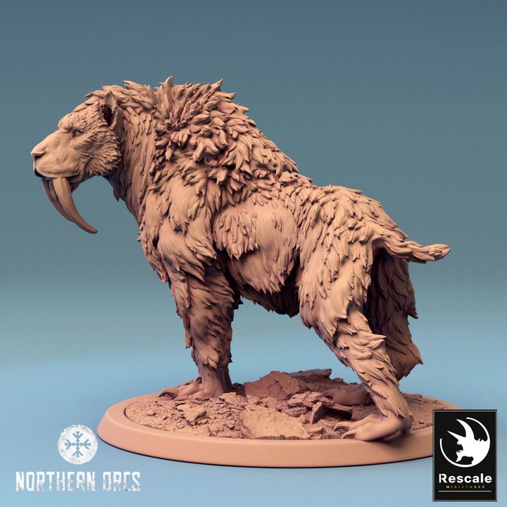 Saber-Toothed Tiger Mount Beast | Large | Rescale Miniatures | D&D DnD Pathfinder Miniature