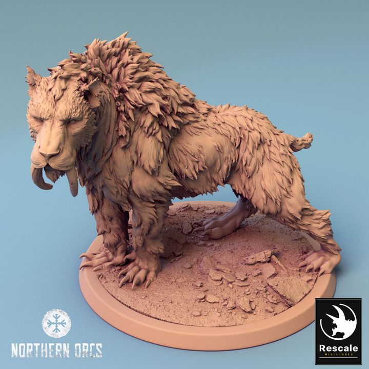 Saber-Toothed Tiger Mount Beast | Large | Rescale Miniatures | D&D DnD Pathfinder Miniature