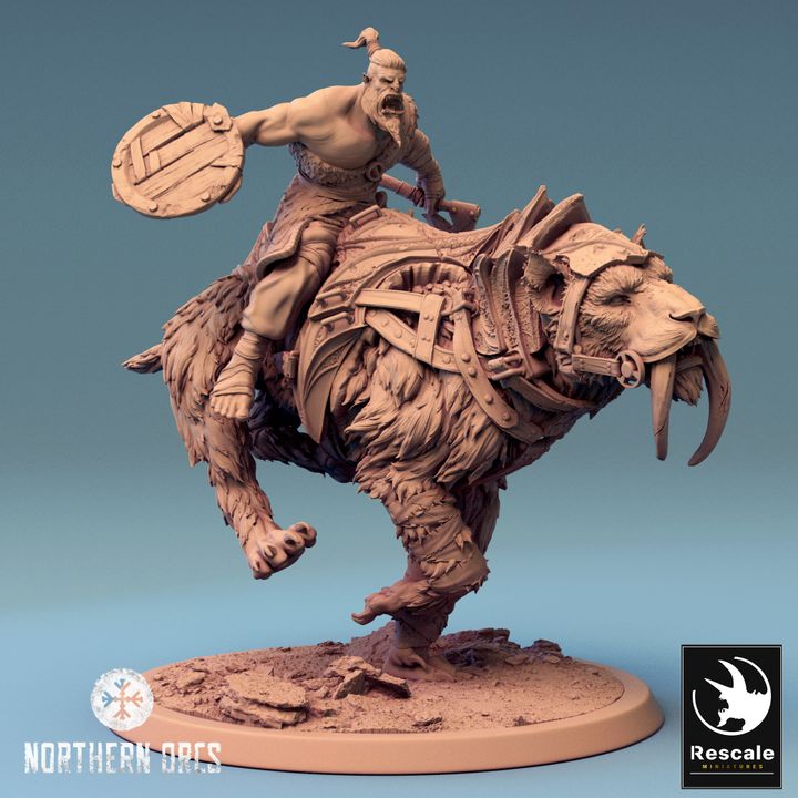 Saber-Toothed Tiger Beasts Wild Large | Rescale Miniatures | D&D DnD Pathfinder Miniature