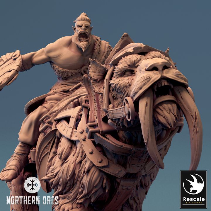 Saber-Toothed Tiger Beasts Wild Large | Rescale Miniatures | D&D DnD Pathfinder Miniature