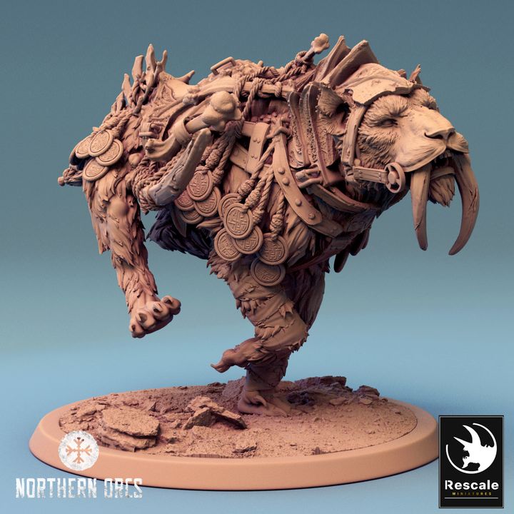 Saber-Toothed Tiger Beasts Wild Large | Rescale Miniatures | D&D DnD Pathfinder Miniature