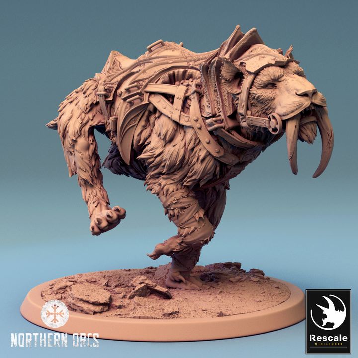 Saber-Toothed Tiger Beasts Wild Large | Rescale Miniatures | D&D DnD Pathfinder Miniature
