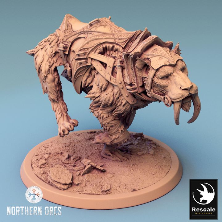 Saber-Toothed Tiger Beasts Wild Large | Rescale Miniatures | D&D DnD Pathfinder Miniature