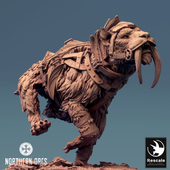 Saber-Toothed Tiger Beasts Wild Large | Rescale Miniatures | D&D DnD Pathfinder Miniature