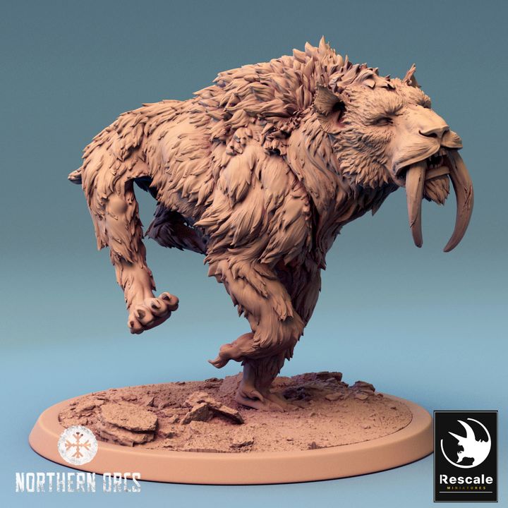 Saber-Toothed Tiger Beasts Wild Large | Rescale Miniatures | D&D DnD Pathfinder Miniature