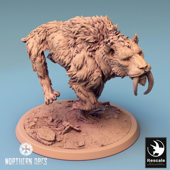 Saber-Toothed Tiger Beasts Wild Large | Rescale Miniatures | D&D DnD Pathfinder Miniature