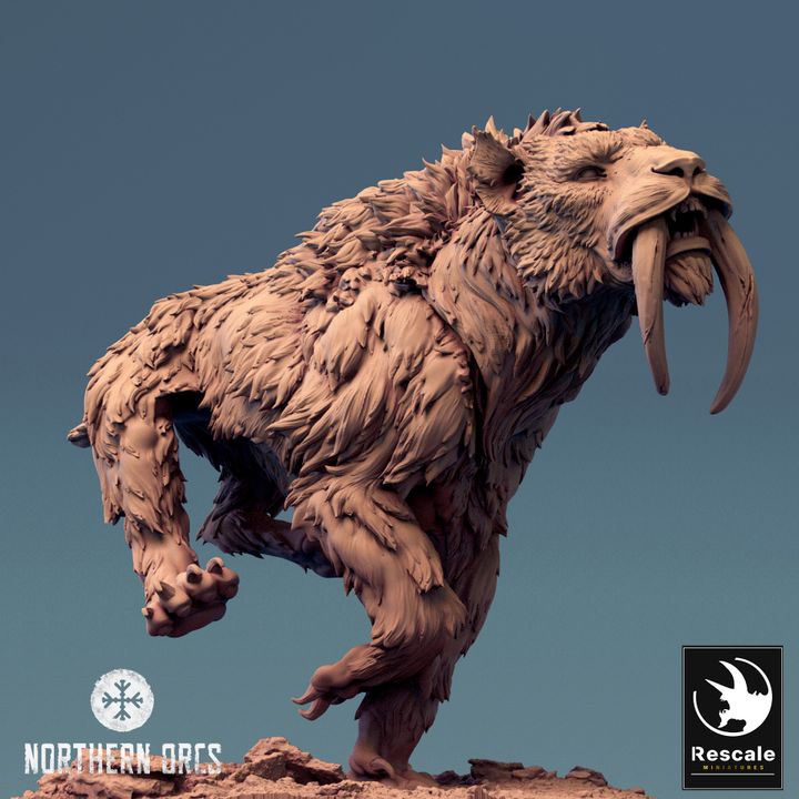 Saber-Toothed Tiger Beasts Wild Large | Rescale Miniatures | D&D DnD Pathfinder Miniature