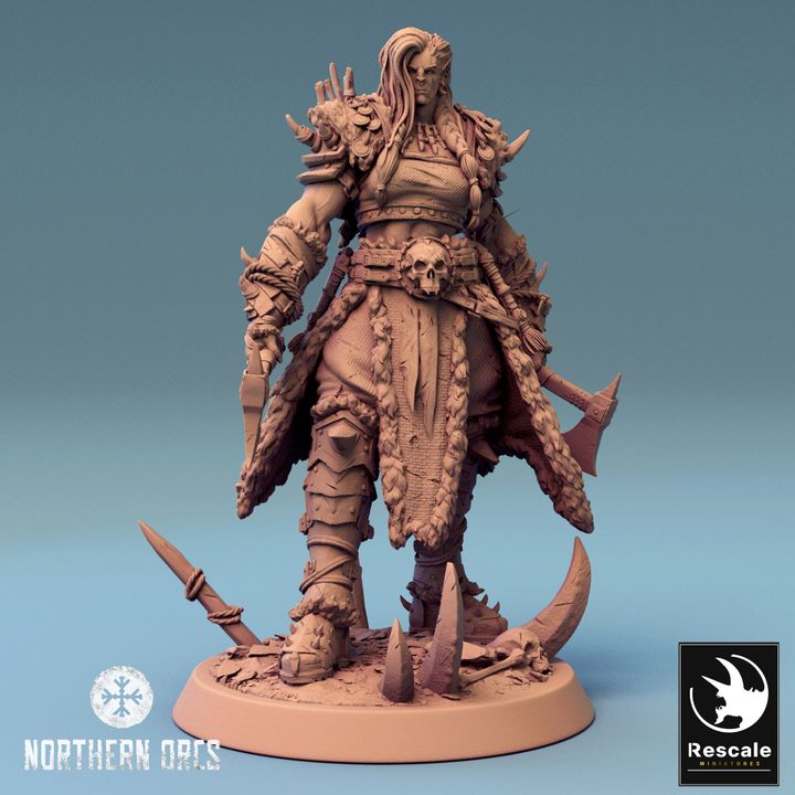 Orc Queen Warrior Barbarian Miniature | Medium | Rescale Miniatures | D&D DnD Pathfinder Miniature