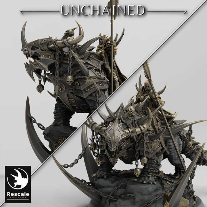 Armored Mounted Beast Guard | Large | Rescale Miniatures | D&D DnD Pathfinder Miniature