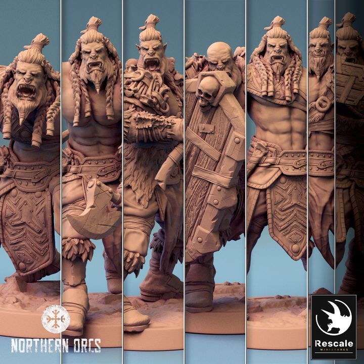 Collection Orc Warrior Axe Soldiers | Medium | Rescale Miniatures | D&D DnD Pathfinder Miniature