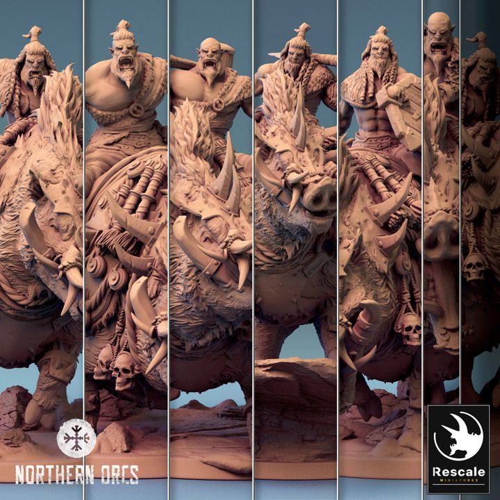 Collection Orc Boar Rider Monstrous Mount | Large | Rescale Miniatures | D&D DnD Pathfinder Miniature