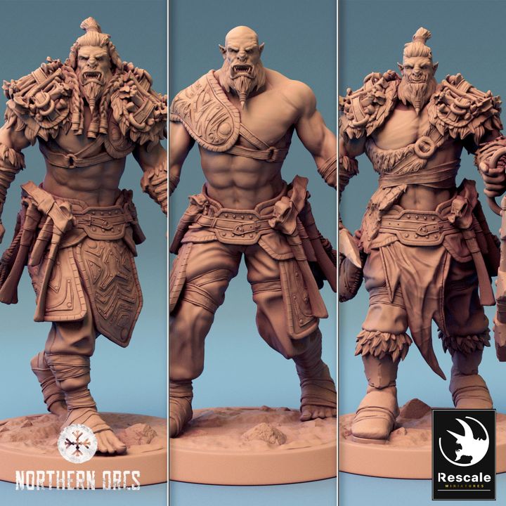 Collection Orc Fighter Dagger-Wielding Warriors | Medium | Rescale Miniatures | D&D DnD Pathfinder Miniature