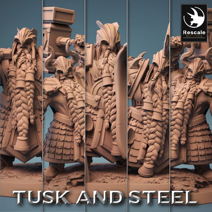 Collection Dwarf Warrior Hammer Guard | Medium | Rescale Miniatures | D&D DnD Pathfinder Miniature