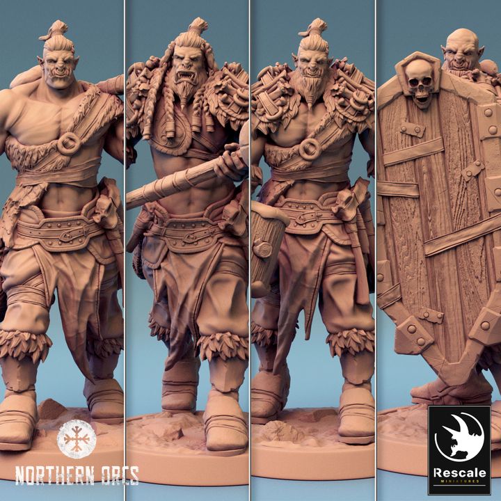 Collection Orc Warriors Hammer Soldiers | Medium | Rescale Miniatures | D&D DnD Pathfinder Miniature