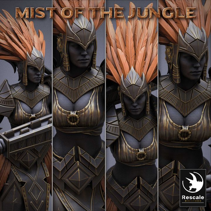 Collection Amazon Warrior Miniature Mace Combat | Medium | Rescale Miniatures | D&D DnD Pathfinder Miniature