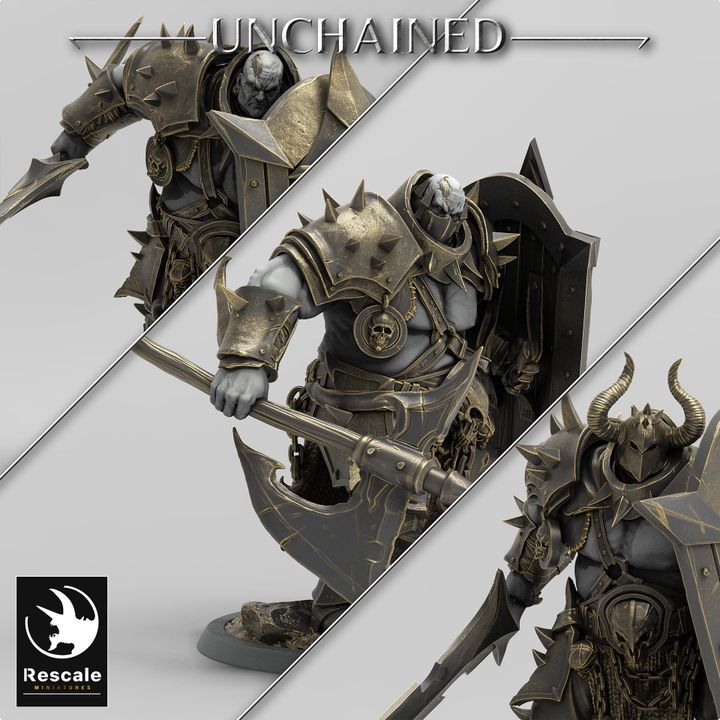 Heavy Armored Warrior Fighter Axe | Large | Rescale Miniatures | D&D DnD Pathfinder Miniature