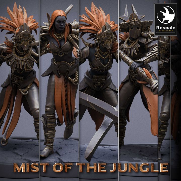 Collection Amazon Warrior Sword Fighters | Medium | Rescale Miniatures | D&D DnD Pathfinder Miniature