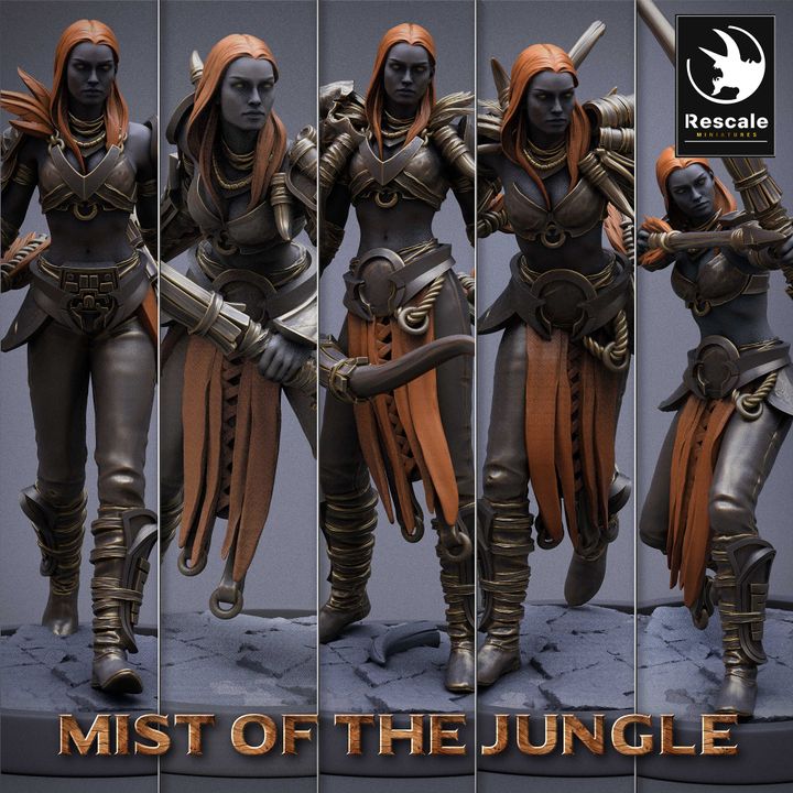 Collection Amazon Archer Female Ranger Miniature | Medium | Rescale Miniatures | D&D DnD Pathfinder Miniature