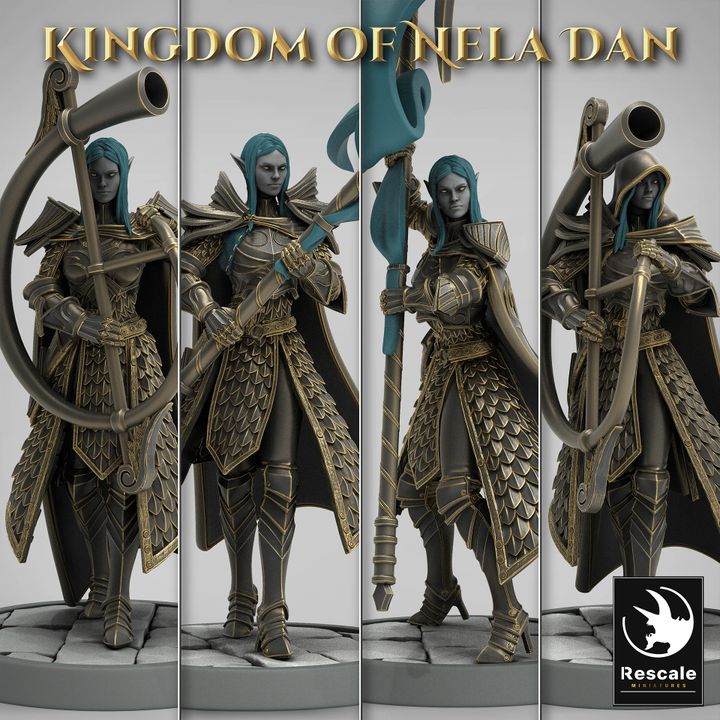 Collection Elf Warrior Light Support Heralds | Medium | Rescale Miniatures | D&D DnD Pathfinder Miniature