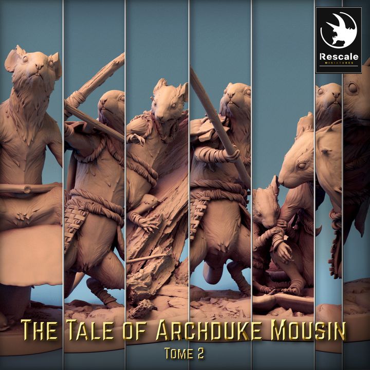 Collection Mouse Warrior Beasts Miniature | Medium | Rescale Miniatures | D&D DnD Pathfinder Miniature