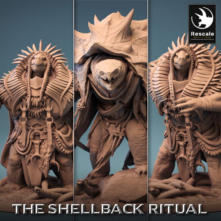 Collection Tortle Shaman Druid Cleric Miniature | Large | Rescale Miniatures | D&D DnD Pathfinder