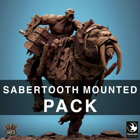 Saber-toothed Tiger Mounted - Pack (90mm Base)