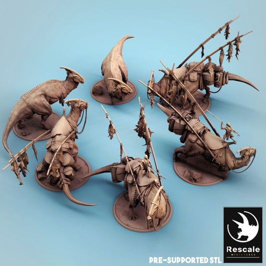 Parasaurolophus Kenku Mount Dinosaur | Gargantuan | Rescale Miniatures | D&D DnD Pathfinder Miniature