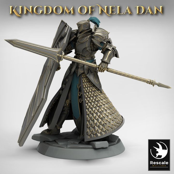 Elven Guard Spear Shield Fighter | Medium | Rescale Miniatures | D&D DnD Pathfinder Miniature