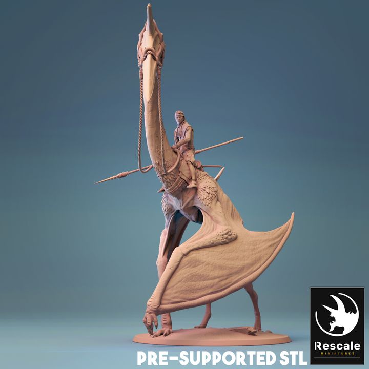 Quetzacoatlus Rider Flying Dinosaur Monster | Large | Rescale Miniatures | D&D DnD Pathfinder Miniature