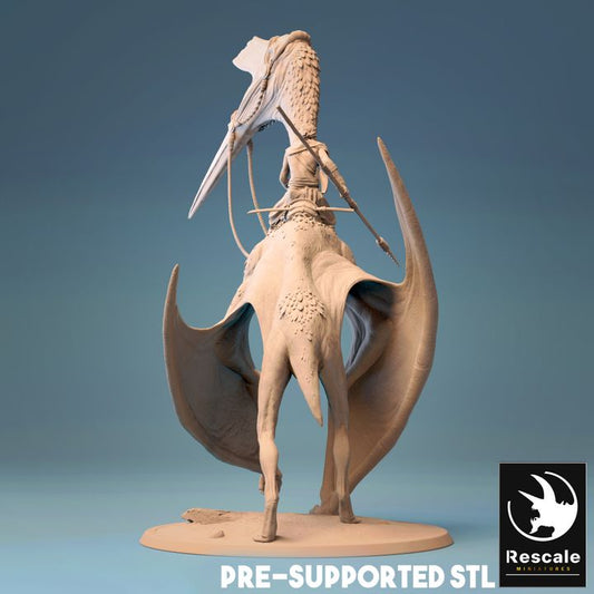 Quetzacoatlus Rider Flying Dinosaur Monster | Large | Rescale Miniatures | D&D DnD Pathfinder Miniature