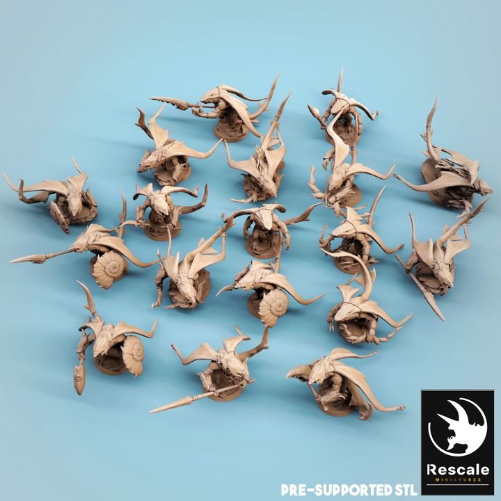 Ray-Men Tribal Aquatic Humanoid Miniature | Large | Rescale Miniatures | D&D DnD Pathfinder Miniature