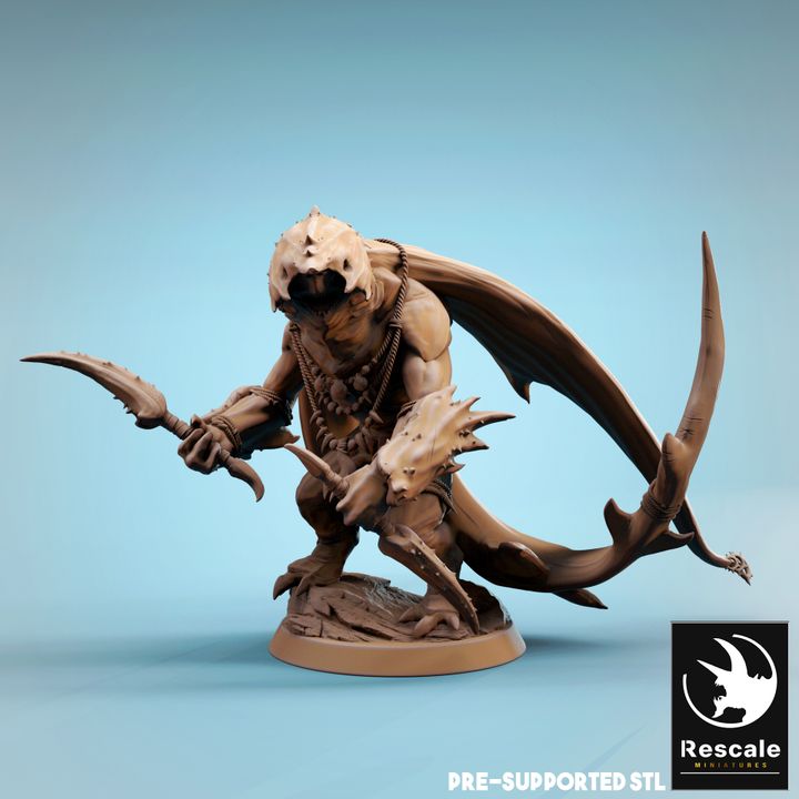 Ray-Men Tribal Aquatic Humanoid Miniature | Large | Rescale Miniatures | D&D DnD Pathfinder Miniature