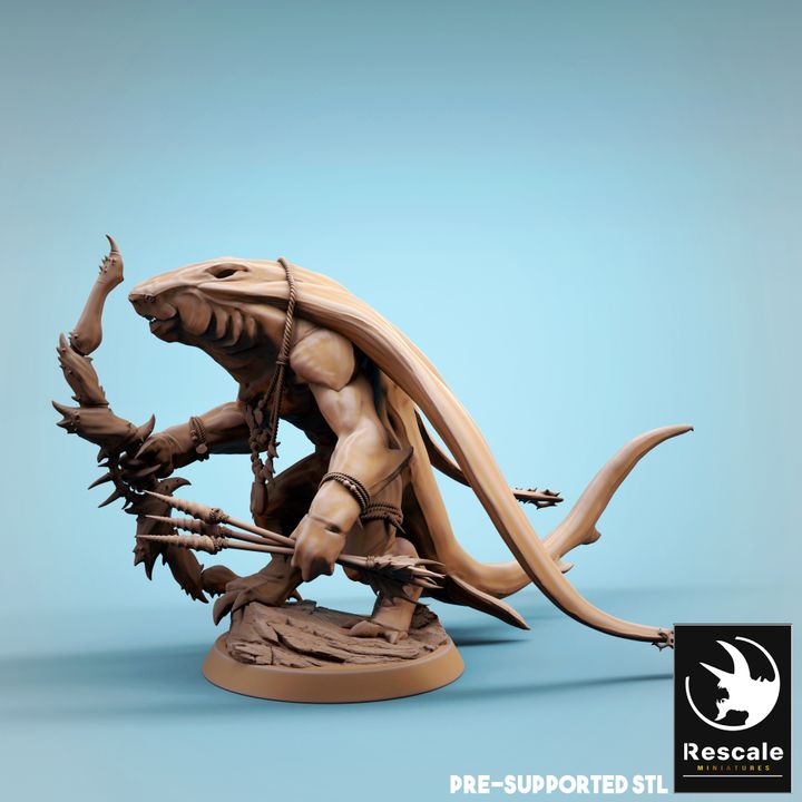 Ray-Men Tribal Aquatic Humanoid Miniature | Large | Rescale Miniatures | D&D DnD Pathfinder Miniature