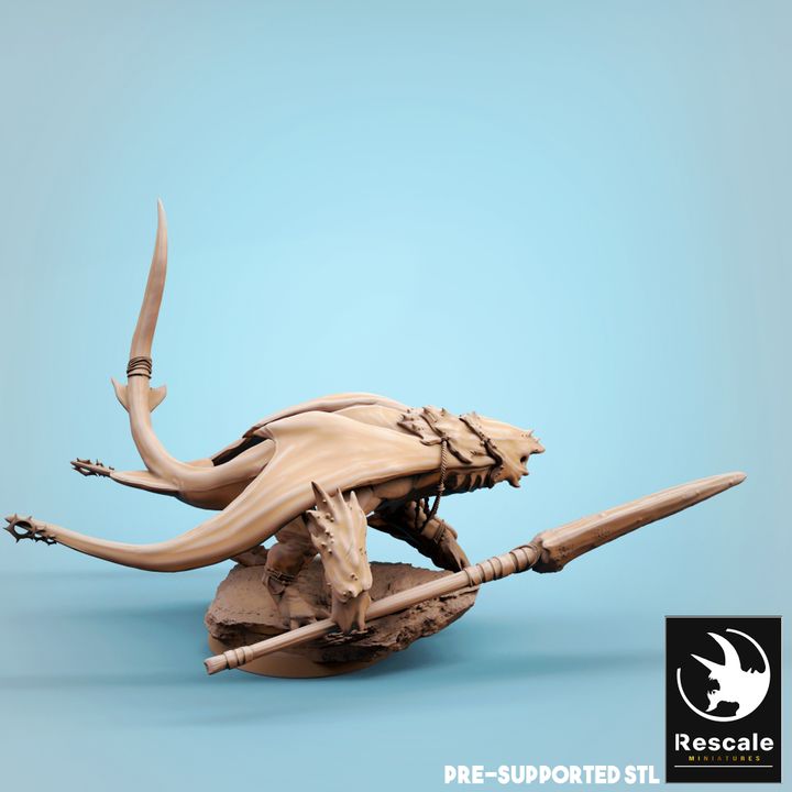 Ray-Men Tribal Aquatic Humanoid Miniature | Large | Rescale Miniatures | D&D DnD Pathfinder Miniature