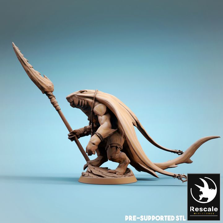Ray-Men Tribal Aquatic Humanoid Miniature | Large | Rescale Miniatures | D&D DnD Pathfinder Miniature