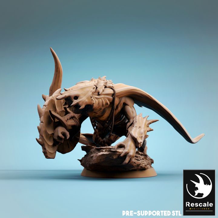 Ray-Men Tribal Aquatic Humanoid Miniature | Large | Rescale Miniatures | D&D DnD Pathfinder Miniature