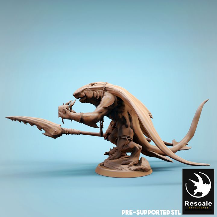 Ray-Men Tribal Aquatic Humanoid Miniature | Large | Rescale Miniatures | D&D DnD Pathfinder Miniature