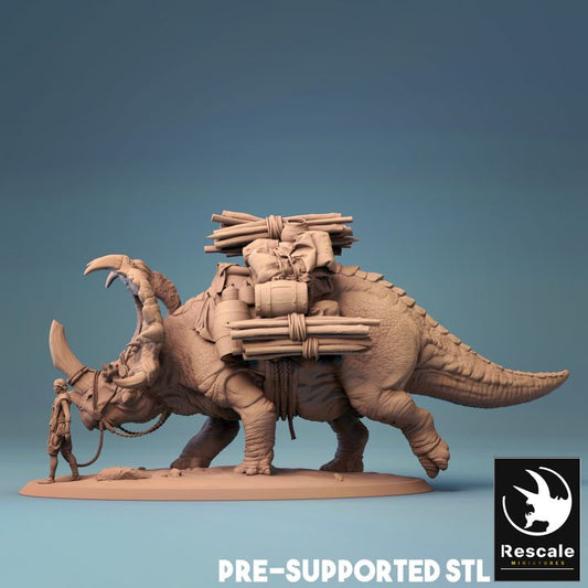 Collection Sinoceratops Dinosaur Beast Carrier | Gargantuan | Rescale Miniatures | D&D DnD Pathfinder Miniature