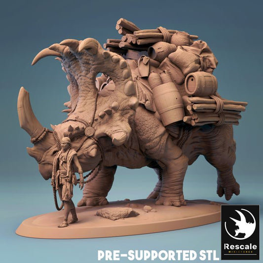 Collection Sinoceratops Dinosaur Beast Carrier | Gargantuan | Rescale Miniatures | D&D DnD Pathfinder Miniature