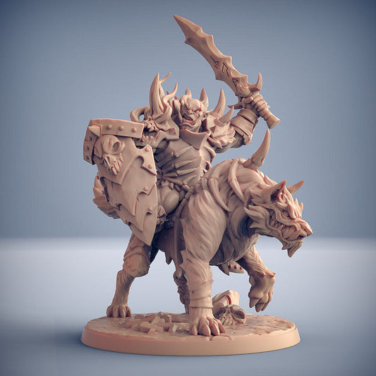 Orc Worg Rider Miniature Charging | Large | Artisan Guild | D&D DnD Pathfinder Miniature