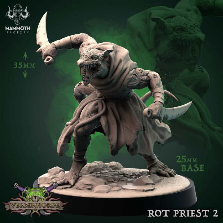 Ratfolk Rot Priest Rogue Spellcaster | Medium | Mammoth Factory | D&D DnD Pathfinder Miniature
