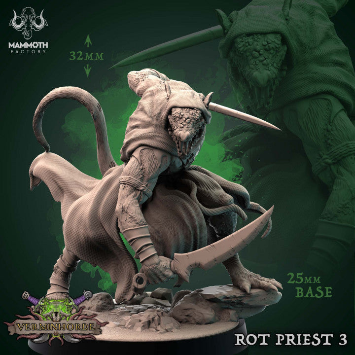 Ratfolk Rot Priest Plague Magic | Medium | Mammoth Factory | D&D DnD Pathfinder Miniature